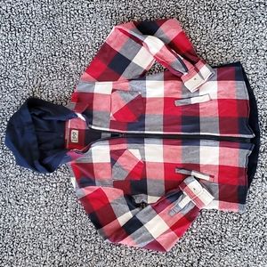 iDo NWOT Flannel Zip Up Hoodie/Shacket Boys Size 10/12